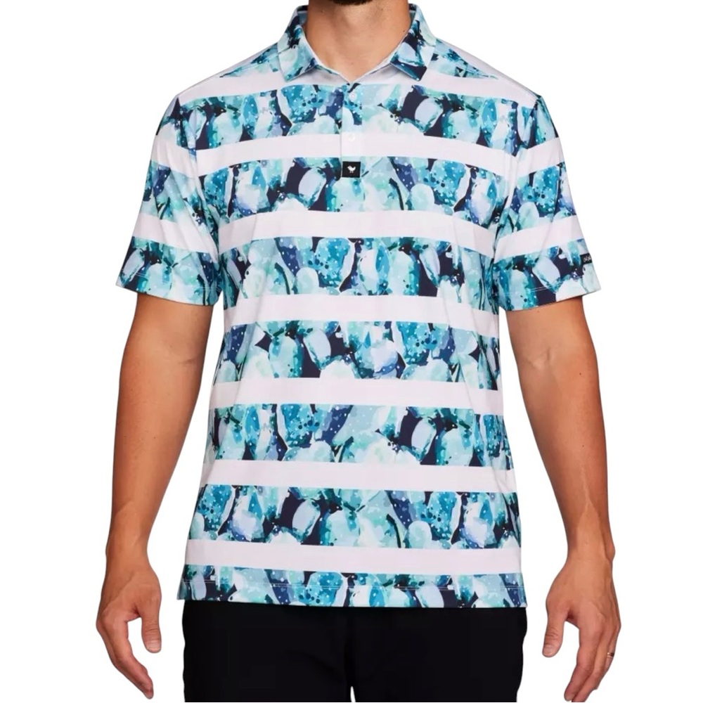 Bad Birdie Mens XL Abstract Print Golf Polo Shirt  Short Sleeve Performance Tour